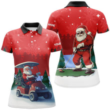 Load image into Gallery viewer, Funny Santa Golfer Women golf polo shirts Custom Christmas golf tops for ladies, golf attire for women NQS8759