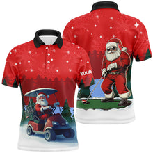 Load image into Gallery viewer, Funny Santa Golfer Mens golf polo shirts Custom Christmas golf tops for men, golf attire for men NQS8759