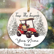 Load image into Gallery viewer, Funny Christmas ornament golf cart custom name and year Tees the season Golfer Christmas ornament NQS8764