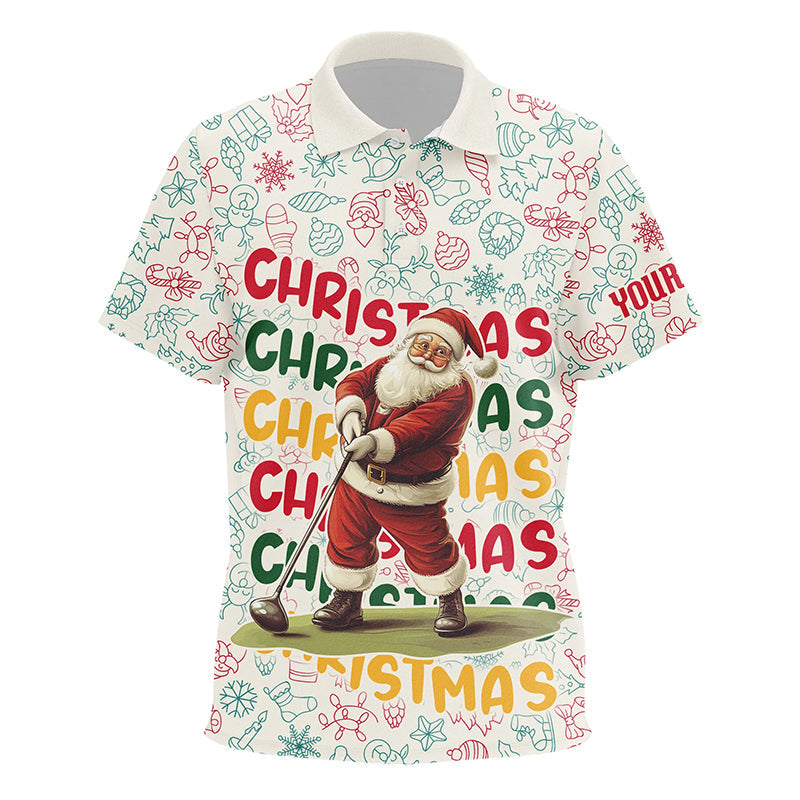 Funny Christmas Santa Kid golf polo shirts custom golf outfits for Kid, personalized golf gifts NQS8998