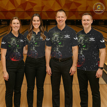 Load image into Gallery viewer, Black and Green Camo grunge American Flag Skull Bowling Shirts for Women Custom Bowling Team jerseys NQS11294