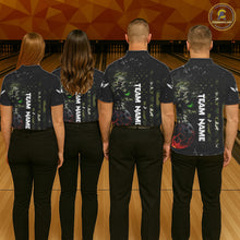 Load image into Gallery viewer, Black and Green Camo grunge American Flag Skull Bowling Shirts for Women Custom Bowling Team jerseys NQS11294