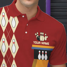 Load image into Gallery viewer, Red &amp; Yellow Retro Bowling Polo, Quarter Zip shirt for Men Custom vintage team bowling jersey NQS9579