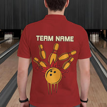 Load image into Gallery viewer, Red &amp; Yellow Retro Bowling Polo, Quarter Zip shirt for Men Custom vintage team bowling jersey NQS9579