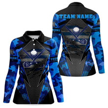 Load image into Gallery viewer, Blue Camo Golf Polo Shirts For Women Custom best ladies golf wear, golfing gifts NQS9734