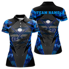 Load image into Gallery viewer, Blue Camo Golf Polo Shirts For Women Custom best ladies golf wear, golfing gifts NQS9734