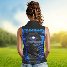 Load image into Gallery viewer, Blue Camo Womens golf shirts sleeveless Custom best ladies golf wear, golfing gifts NQS9734