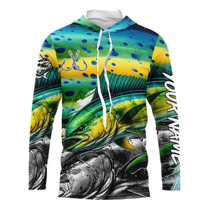 Mahi Mahi (Dorado) Fishing scales custom UV protection long sleeves fishing shirts for Men, Women NQS7882