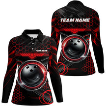 Load image into Gallery viewer, Black and Red Hexagon pattern bowling ball Women bowling shirts custom bowling team league jerseys NQS8327