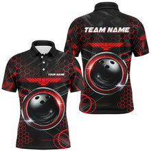 Load image into Gallery viewer, Black and Red Hexagon pattern bowling ball Mens bowling shirts custom bowling team league jerseys NQS8327