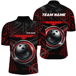 Black and Red Hexagon pattern bowling ball Mens bowling shirts custom bowling team league jerseys NQS8327