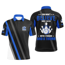 Load image into Gallery viewer, Blue &amp; black Mens bowling shirts Custom you won&#39;t believe what I can do with 2 fingers and a thumb NQS8523