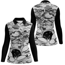 Load image into Gallery viewer, Black Camo Bowling Polo, 1/4 Zip Shirts For Women Custom Bowling Team League Jerseys, Gift For Bowlers NQS8775