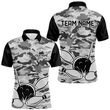 Load image into Gallery viewer, Black Camo Bowling Polo, 1/4 Zip Shirts For Men Custom Bowling Team League Jerseys, Gift For Bowlers NQS8775