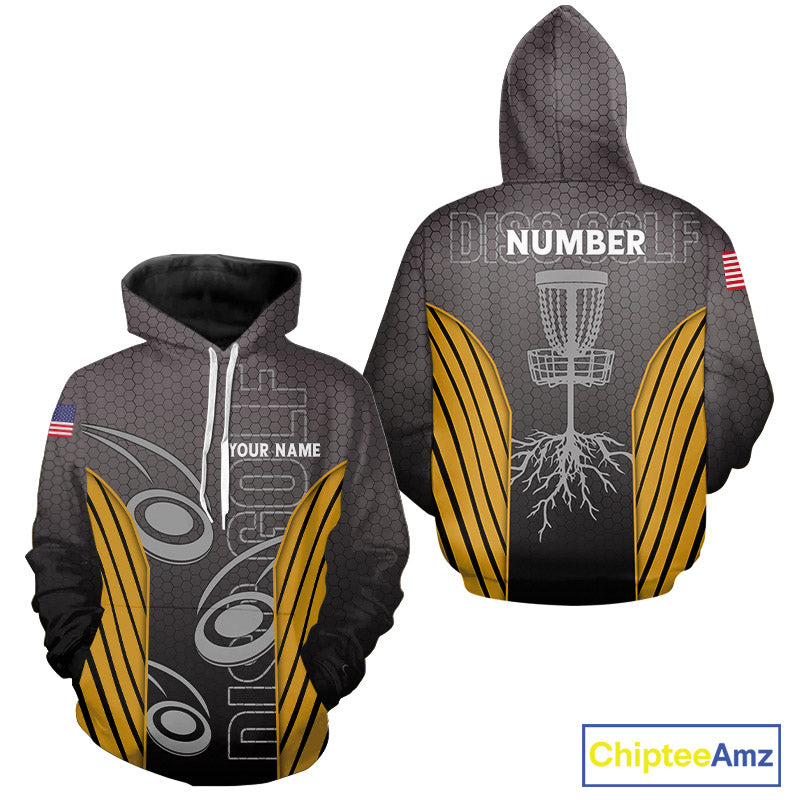 Disc golf t-shirts, polos, hoodies for men, women custom name, number camo disc golf jerseys | Yellow NQS11303