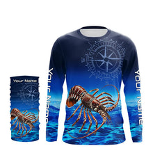 Load image into Gallery viewer, Personalized Florida Spiny Lobster Blue Performance Fishing Shirt, compass Lobster tournament Shirts NQS9735