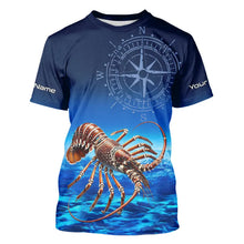 Load image into Gallery viewer, Personalized Florida Spiny Lobster Blue Performance Fishing Shirt, compass Lobster tournament Shirts NQS9735