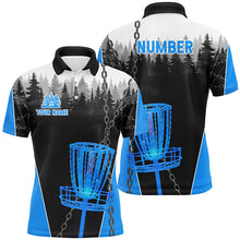 Load image into Gallery viewer, Mens Disc golf polo shirts custom black chain disc golf jerseys, disc golf outfit | Blue NQS7517