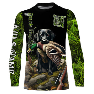 Black Labrador Retriever Duck Hunting Waterfowl green camo Shirts, Personalized Duck Hunting shirts NQS632