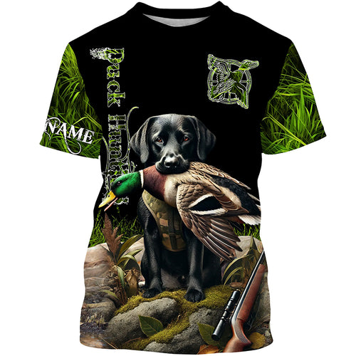 Black Labrador Retriever Duck Hunting Waterfowl green camo Shirts, Personalized Duck Hunting shirts NQS632