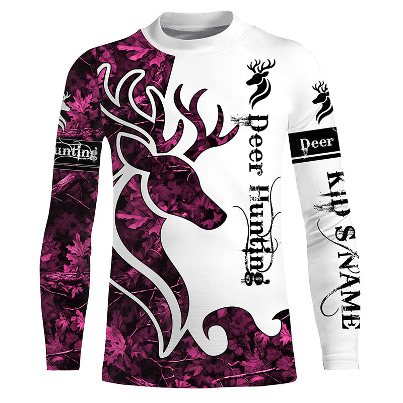 Deer Hunting Pink Camo Customize Name 3D All Over Printed Shirts Personalized Hunting gift For Women NQS630