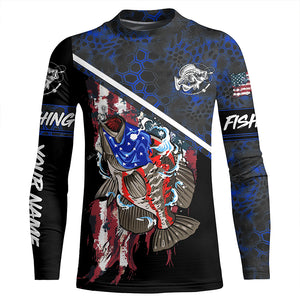 American Flag crappie fishing blue camo Custom Name UV Protection Fishing Shirts NQS3650