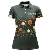 Load image into Gallery viewer, Funny Womens golf polo shirt custom Green Christmas golf pattern, christmas golf attire for ladies NQS8782