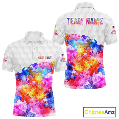 Colorful watercolor Mens Golf polo shirts Custom team golf outfit, Personalized mens golf top NQS11315