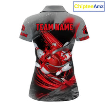Load image into Gallery viewer, Red Sugar Skull Tattoo Custom Women Bowling Polo, Quarter Zip Shirts,Team Bowling Jerseys NQS11528