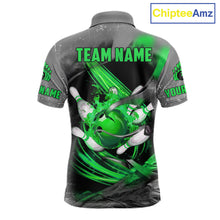Load image into Gallery viewer, Green Sugar Skull Tattoo Custom Mens Bowling Polo, Quarter Zip Shirts,Team Bowling Jerseys NQS11529