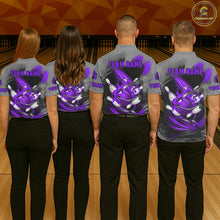 Load image into Gallery viewer, Purple Sugar Skull Tattoo Custom Women Bowling Polo, Quarter Zip Shirts,Team Bowling Jerseys NQS11530