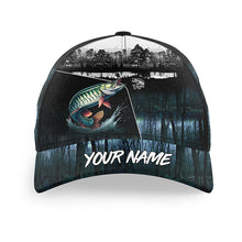 Load image into Gallery viewer, Musky fishing blue camo Custom name fishing hat, Muskie fishing hat cap for fisherman NQS5804