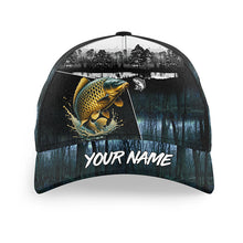 Load image into Gallery viewer, Carp fishing blue camo Custom name fishing hat, Carp fishing hat cap for fisherman NQS5806