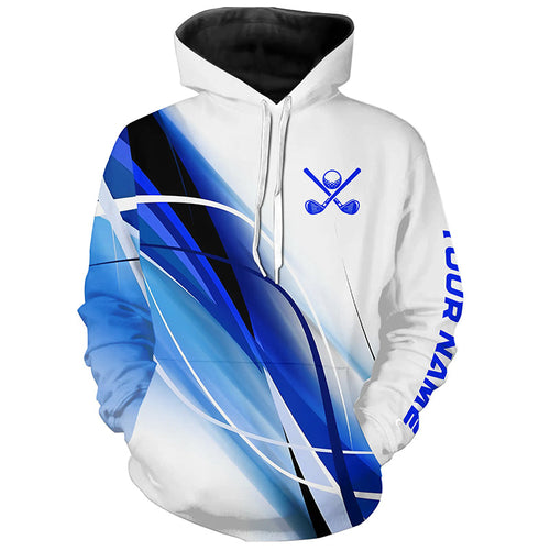 White and Blue Golf Hoodie custom hoodie golf tops, gifts for the golfer NQS8335