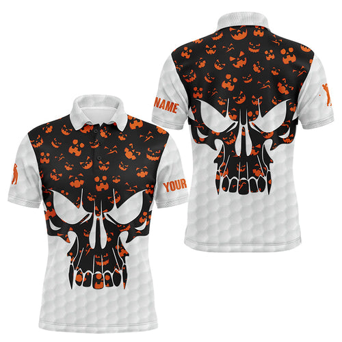 Mens golf polo shirts Halloween pattern custom skull golf ball shirt for men, best men golf wear NQS8542