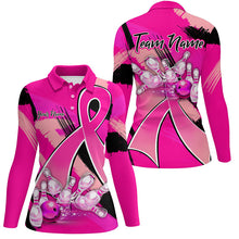 Load image into Gallery viewer, Pink ribbons Breast Cancer Women bowling shirts Custom Bowling Team breast cancer bowling jersey NQS8545