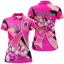 Load image into Gallery viewer, Pink ribbons Breast Cancer Women bowling shirts Custom Bowling Team breast cancer bowling jersey NQS8545