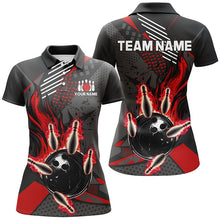 Load image into Gallery viewer, Black and red Women bowling shirts Custom flame Bowling Team League Jerseys, ladies bowling outfits NQS8549