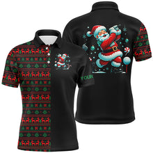 Load image into Gallery viewer, Christmas pattern black Mens golf polo shirt custom Funny Christmas Santa golfer golf attire for men NQS8785