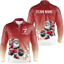 Load image into Gallery viewer, Christmas Santa Bowling Polo, Quarter Zip Shirts For Men Custom Christmas Bowling Team Jerseys | Red NQS8787