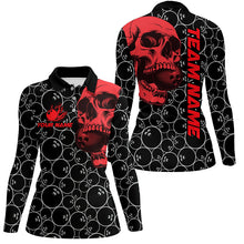 Load image into Gallery viewer, Black Bowling camo Red Skull bowling shirts for women custom bowling team jerseys, gifts for bowlers NQS9012