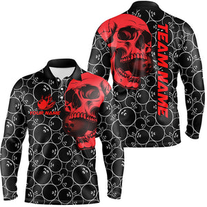 Black Bowling camo red Skull bowling shirts for Men custom bowling team jerseys, gifts for bowlers NQS9012