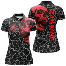 Load image into Gallery viewer, Black Bowling camo Red Skull bowling shirts for women custom bowling team jerseys, gifts for bowlers NQS9012