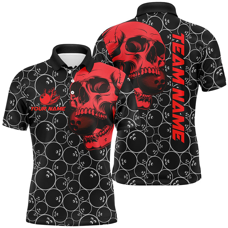 Black Bowling camo red Skull bowling shirts for Men custom bowling team jerseys, gifts for bowlers NQS9012