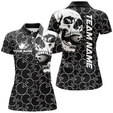 Load image into Gallery viewer, Black Bowling camo white Skull bowling shirt for women custom bowling team jersey gifts for bowler NQS9014