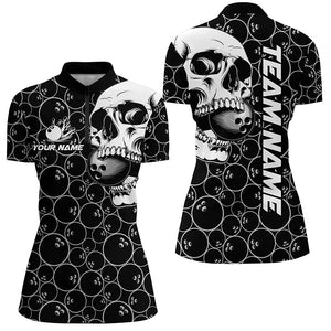 Black Bowling camo white Skull bowling shirt for women custom bowling team jersey gifts for bowler NQS9014