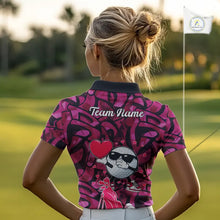 Load image into Gallery viewer, Funny Golf ball heart pink graffiti pattern Valentine Golf polo shirt for Women Custom Couple Outfits NQS11323