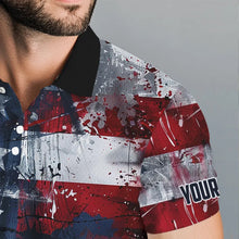 Load image into Gallery viewer, Personalized Polo golf shirts for men custom grunge American Flag patriotic mens golf wears NQS9433