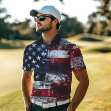 Load image into Gallery viewer, Personalized Polo golf shirts for men custom grunge American Flag patriotic mens golf wears NQS9433