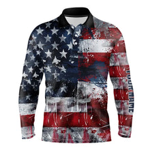 Load image into Gallery viewer, Personalized Polo golf shirts for men custom grunge American Flag patriotic mens golf wears NQS9433